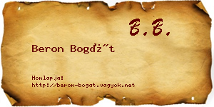 Beron Bogát névjegykártya
